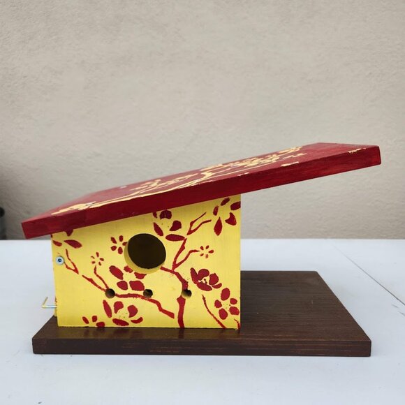 New Handmade Birdhouse Japanese Sakura Flower Design Asian Inspired Hand painted - Picture 10 of 12